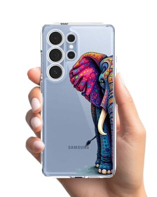 Etui do Samsung Galaxy S25 Ultra przeźroczyste, silikonowe Flexi, Dzika Mandala, Słoń