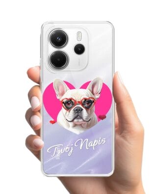 Etui do Xiaomi Redmi Note 14 5G przeźroczyste, silikonowe Flexi, Puppy Love, pies rasy Buldog Francuski