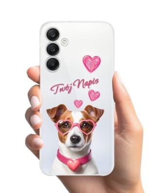 Etui do Samsung Galaxy A25 5G przeźroczyste, silikonowe Flexi, Puppy Love, pies rasy Jack Russell Terrier