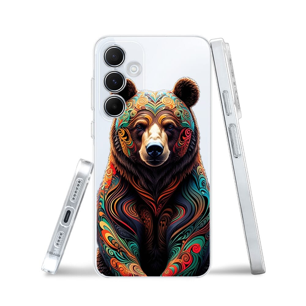 Etui do Samsung Galaxy A35 5G przeźroczyste, silikonowe Flexi, Dzika Mandala, Niedźwiedź - obrazek 3