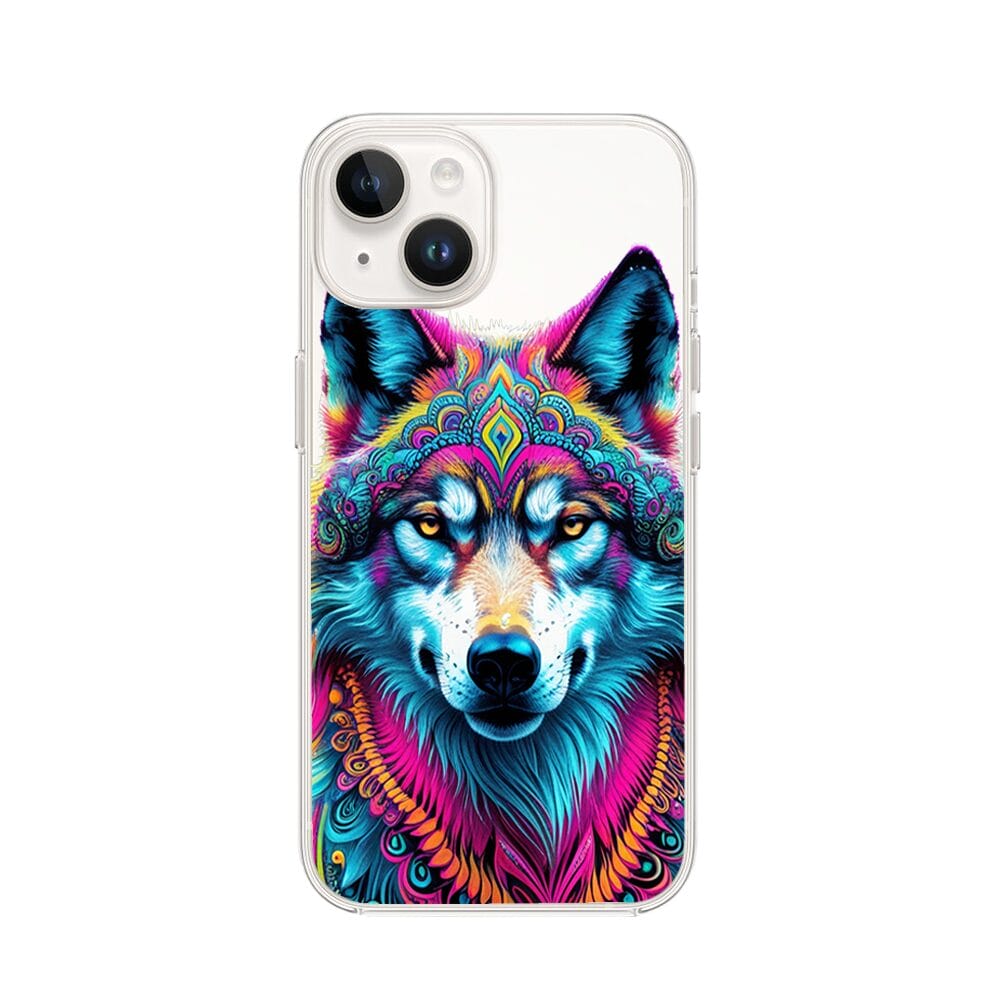 Etui do iPhone 13 Mini przeźroczyste, silikonowe Flexi, Dzika Mandala, Wilk