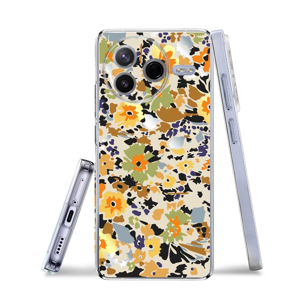 Etui do Xiaomi POCO F7 Pro przeźroczyste, silikonowe Flexi, malowane kwiatki - obrazek 3