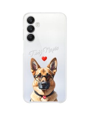 Etui do Samsung Galaxy A25 5G przeźroczyste, silikonowe Flexi, Puppy Love, pies rasy Owczarek Niemiecki
