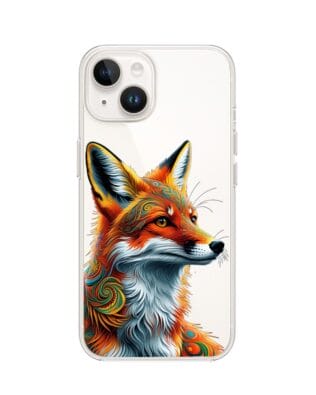 Etui do iPhone 13 Mini przeźroczyste, silikonowe Flexi, Dzika Mandala, Twarz lisa