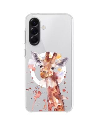 Etui do Samsung Galaxy A56 5G z MagSafe przeźroczyste, silikonowe Flexi, Akwarelowe Zoo, Żyrafa