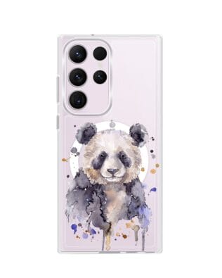Etui do Samsung Galaxy S23 Ultra z MagSafe przeźroczyste, silikonowe Flexi, Akwarelowe Zoo, Panda