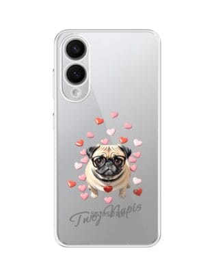 Etui do Samsung Galaxy S25 Edge przeźroczyste, silikonowe Flexi, Puppy Love, pies rasy Mops