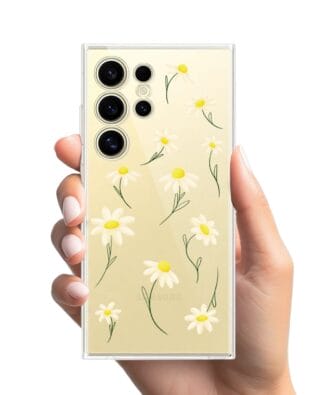 Etui do Samsung Galaxy S24 Ultra przeźroczyste, silikonowe Flexi, stokrotki