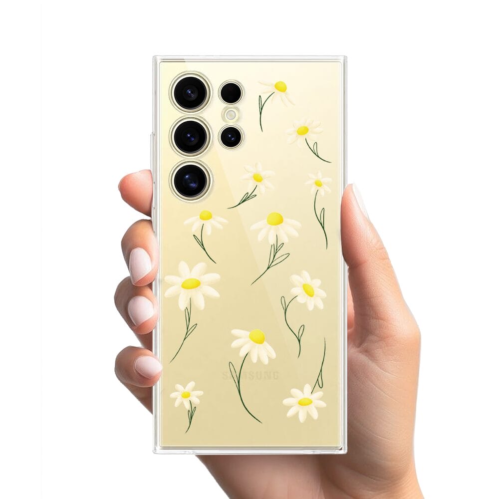 Etui do Samsung Galaxy S24 Ultra przeźroczyste, silikonowe Flexi, stokrotki - obrazek 2