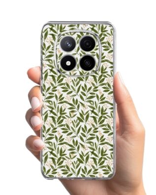 Etui do Xiaomi Redmi Note 14 Pro 4G przeźroczyste, silikonowe Flexi, zielone gałązki