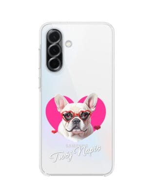 Etui do Samsung Galaxy A36 5G przeźroczyste, silikonowe Flexi, Puppy Love, pies rasy Buldog Francuski