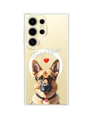 Etui do Samsung Galaxy S24 Ultra z MagSafe przeźroczyste, silikonowe Flexi, Puppy Love, pies rasy Owczarek Niemiecki