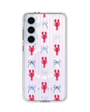 Etui do Samsung Galaxy S24 FE z MagSafe przeźroczyste, silikonowe Flexi, krab i kokardki