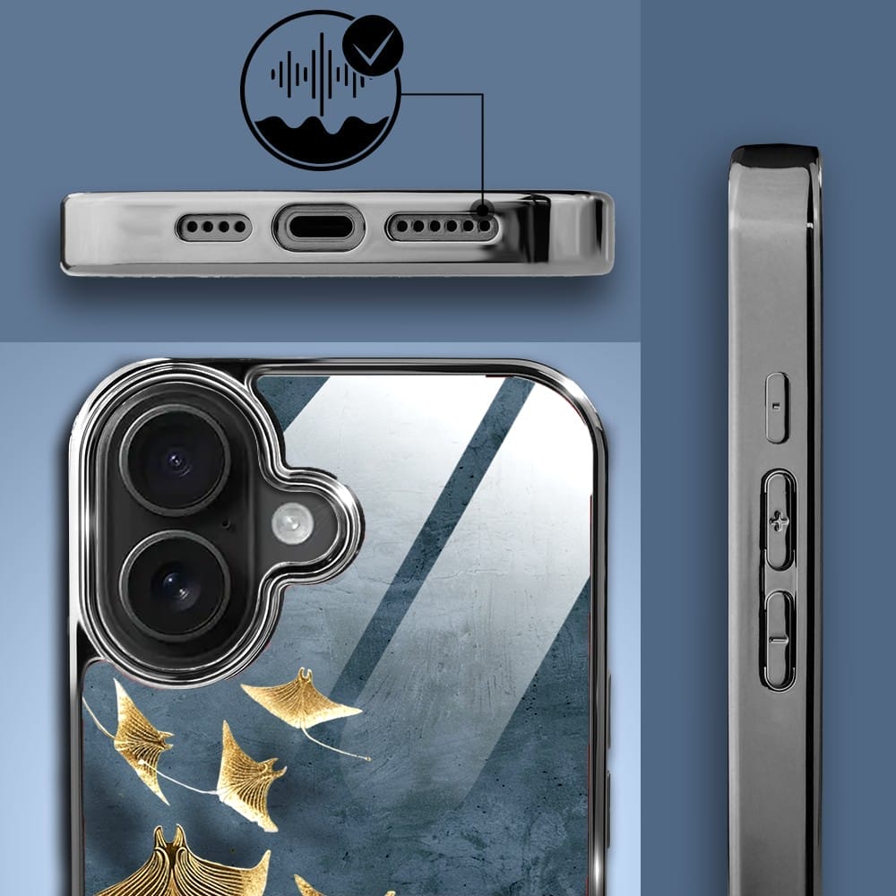 Etui do iPhone 16 Plus IBIZU Elite Glass z MagSafe Magia Azji, Morze, Lot płaszczek, czarne - obrazek 4