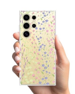 Etui do Samsung Galaxy S24 Ultra przeźroczyste, silikonowe Flexi, kwiaty polne