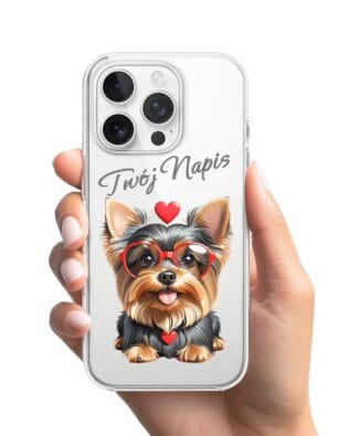Etui do iPhone 14 Pro przeźroczyste, silikonowe Flexi, Puppy Love, pies rasy York