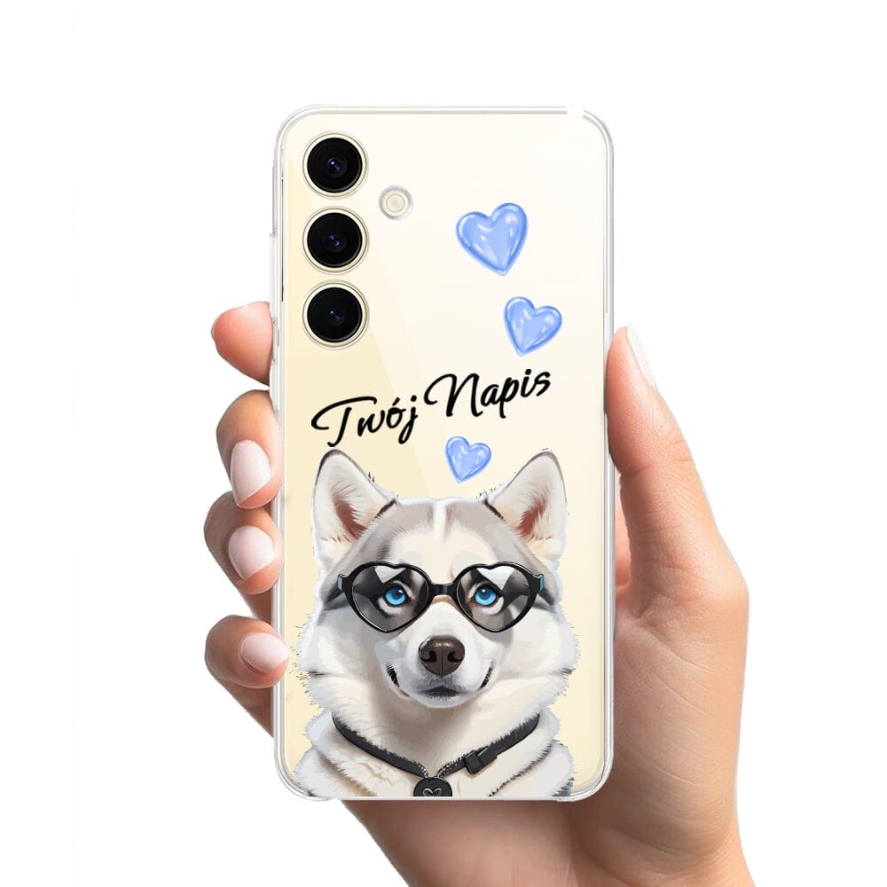 Etui do Samsung Galaxy S24 przeźroczyste, silikonowe Flexi, Puppy Love, pies rasy Husky - obrazek 2