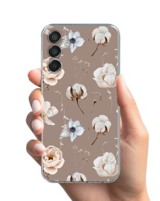 Etui do Samsung Galaxy M15 5G przeźroczyste, silikonowe Flexi, akwarelowe kwiatki