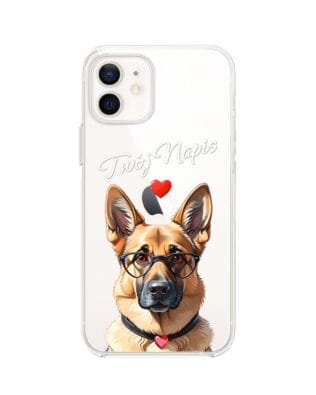 Etui do iPhone 12 Mini przeźroczyste, silikonowe Flexi, Puppy Love, pies rasy Owczarek Niemiecki