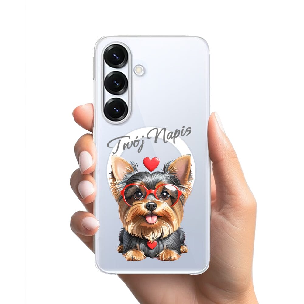 Etui do Samsung Galaxy S25 Plus z MagSafe przeźroczyste, silikonowe Flexi, Puppy Love, pies rasy York - obrazek 2