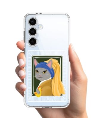 Etui do Samsung Galaxy S24 FE przeźroczyste, silikonowe Flexi, kotek z kurczakiem