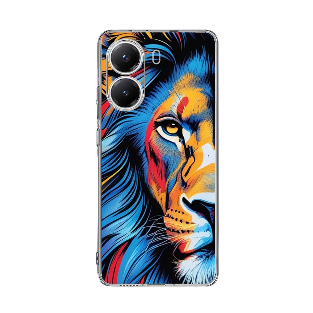 Etui do Xiaomi POCO X7 Pro przeźroczyste, silikonowe Flexi, Dzika Mandala, Lwie spojrzenie