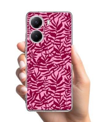 Etui do Xiaomi POCO X7 Pro przeźroczyste, silikonowe Flexi, bordowe liście