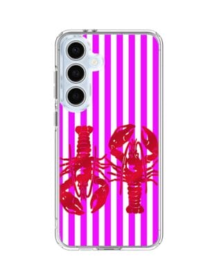 Etui do Samsung Galaxy S24 FE z MagSafe przeźroczyste, silikonowe Flexi, kraby z różowymi paskami