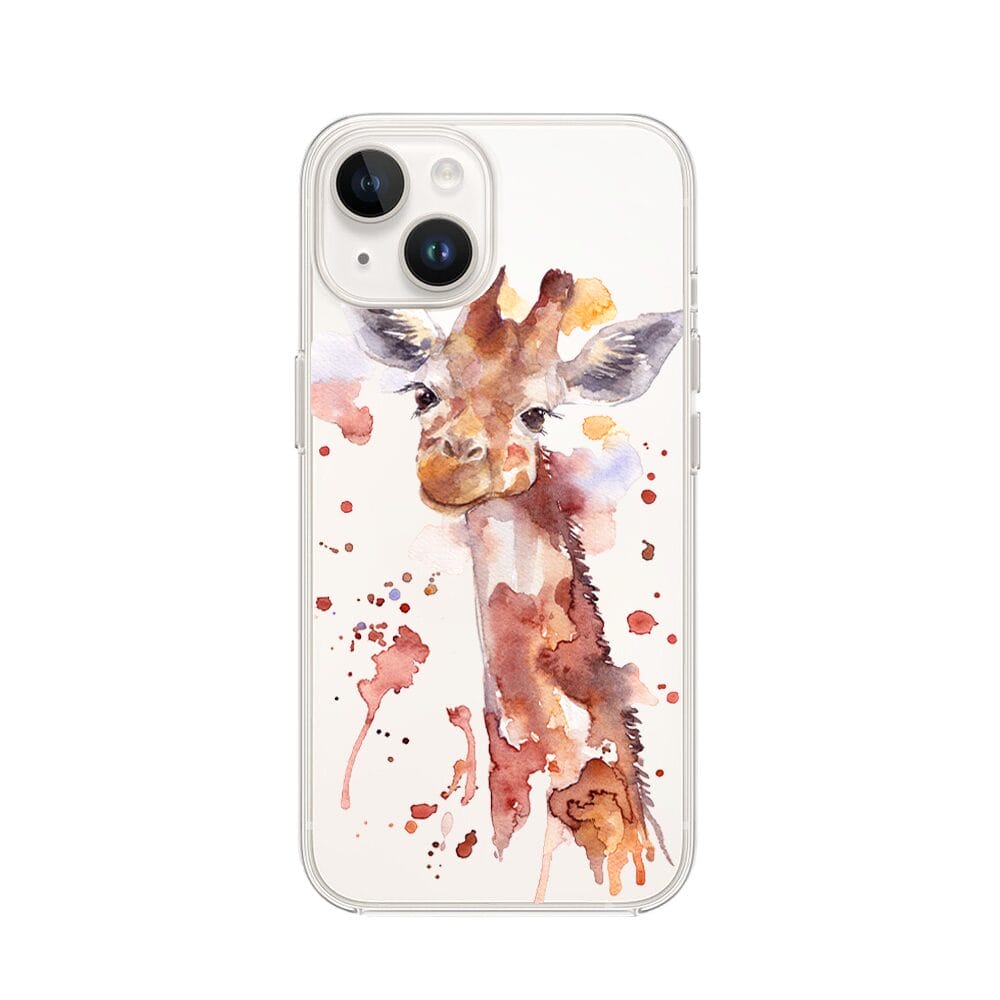 Etui do iPhone 14 Plus przeźroczyste, silikonowe Flexi, Akwarelowe Zoo, Żyrafa