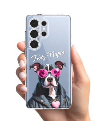 Etui do Samsung Galaxy S25 Ultra przeźroczyste, silikonowe Flexi, Puppy Love, pies rasy Amstaff