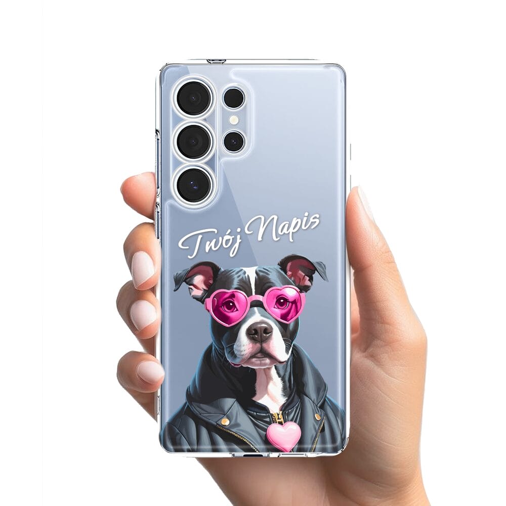 Etui do Samsung Galaxy S25 Ultra przeźroczyste, silikonowe Flexi, Puppy Love, pies rasy Amstaff - obrazek 2