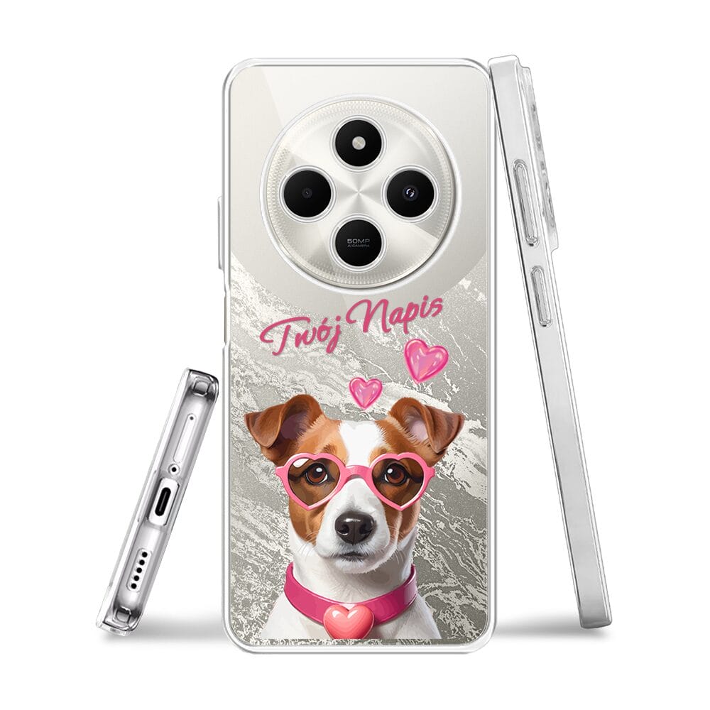 Etui do Xiaomi POCO C75 przeźroczyste, silikonowe Flexi, Puppy Love, pies rasy Jack Russell Terrier - obrazek 3