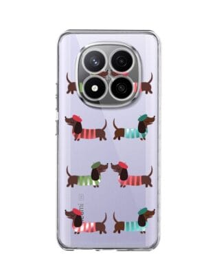 Etui do Xiaomi Redmi Note 14 Pro 4G przeźroczyste, silikonowe Flexi, jamnik w Paryżu