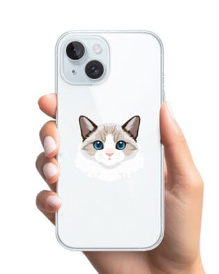 Etui do iPhone 15 Plus przeźroczyste, silikonowe Flexi, kot birmański