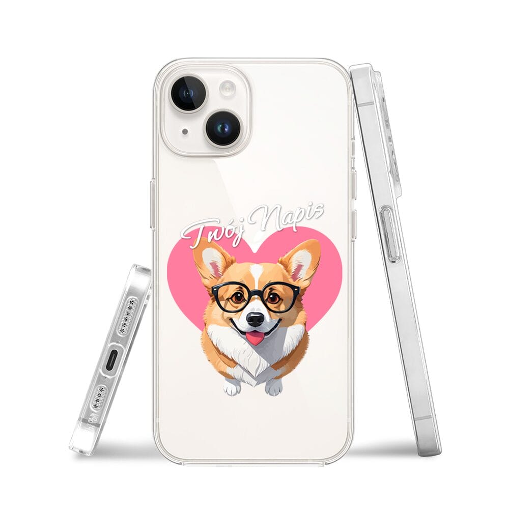 Etui do iPhone 13 Mini przeźroczyste, silikonowe Flexi, Puppy Love, pies rasy Corgi - obrazek 3