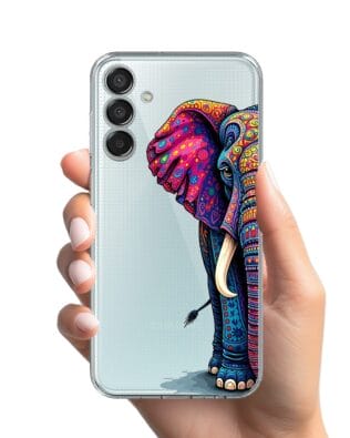 Etui do Samsung Galaxy M15 5G przeźroczyste, silikonowe Flexi, Dzika Mandala, Słoń