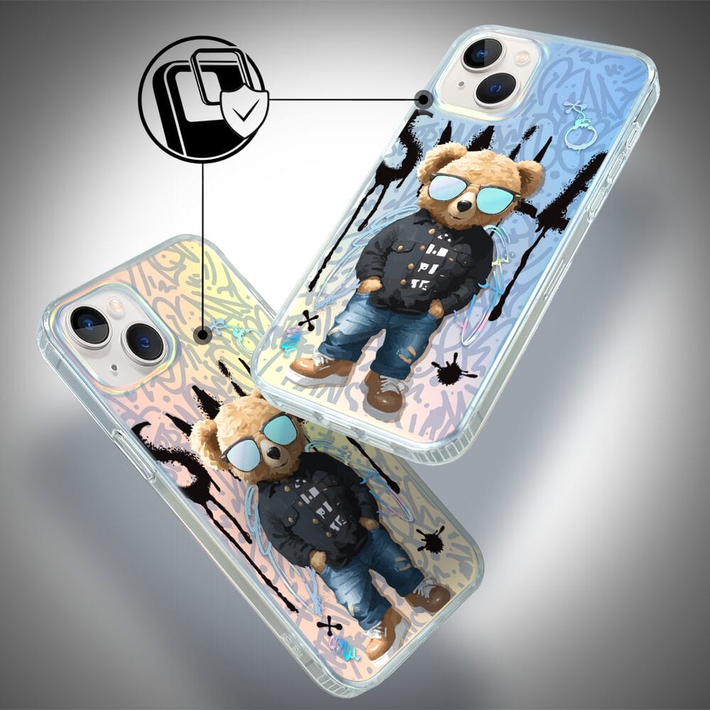 Etui do iPhone 13 IBIZU California Sunset, zmieniające kolor, Graffiti Boy, artystyczny miś - obrazek 3