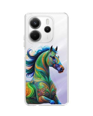 Etui do Xiaomi Redmi Note 14 4G przeźroczyste, silikonowe Flexi, Dzika Mandala, Koń