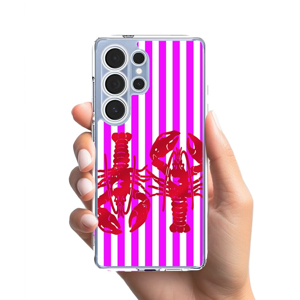 Etui do Samsung Galaxy S25 Ultra przeźroczyste, silikonowe Flexi, kraby z różowymi paskami - obrazek 2