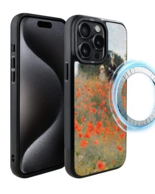 Etui do iPhone 15 Pro Max IBIZU DropGuard Matt z MagSafe, Claude Monet, pole maków