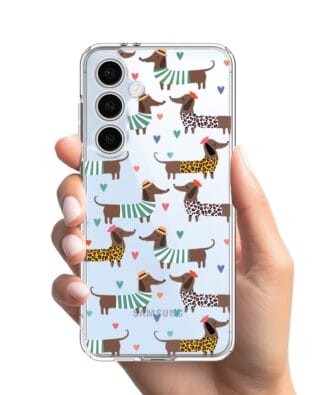 Etui do Samsung Galaxy S24 FE przeźroczyste, silikonowe Flexi, zakochane jamniki