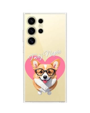 Etui do Samsung Galaxy S24 Ultra przeźroczyste, silikonowe Flexi, Puppy Love, pies rasy Corgi