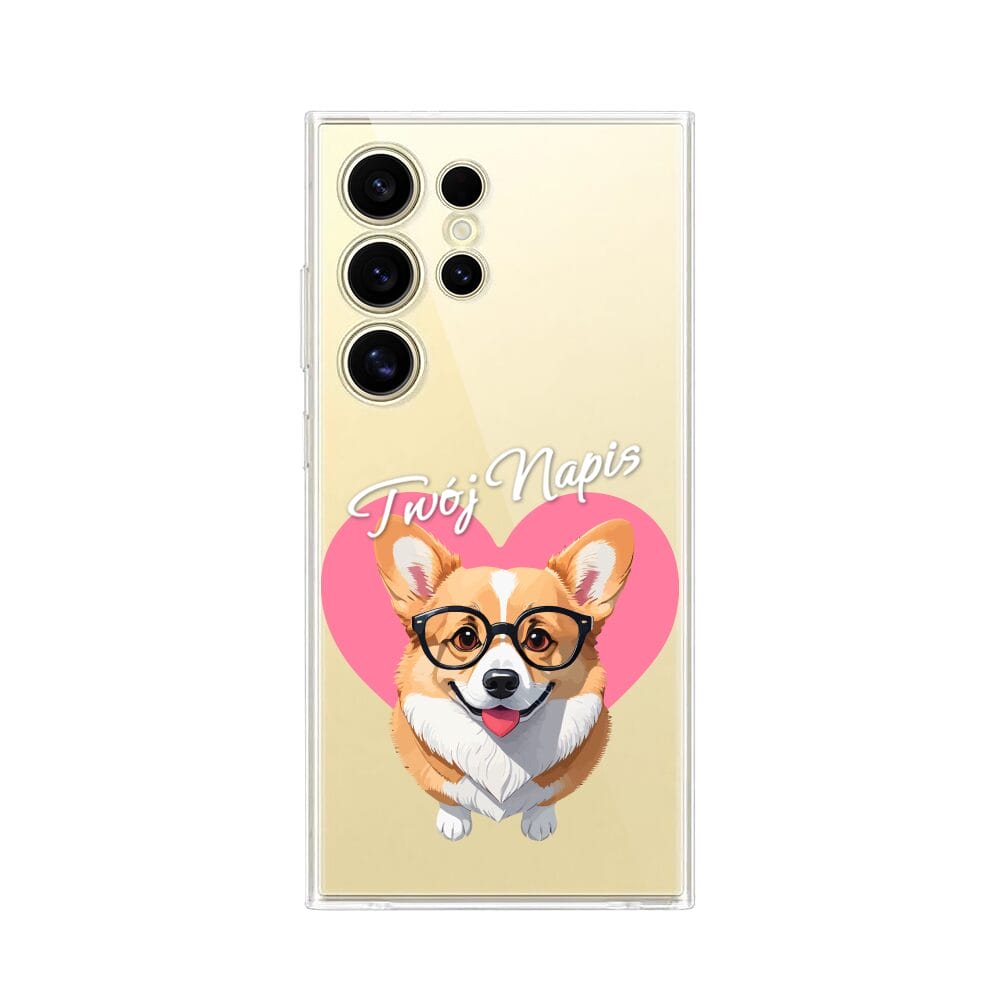 Etui do Samsung Galaxy S24 Ultra przeźroczyste, silikonowe Flexi, Puppy Love, pies rasy Corgi