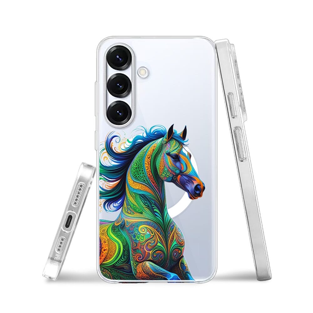 Etui do Samsung Galaxy S25 Plus z MagSafe przeźroczyste, silikonowe Flexi, Dzika Mandala, Koń - obrazek 3