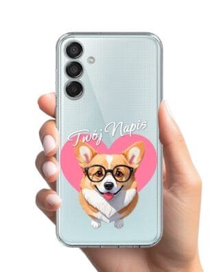 Etui do Samsung Galaxy M15 5G przeźroczyste, silikonowe Flexi, Puppy Love, pies rasy Corgi