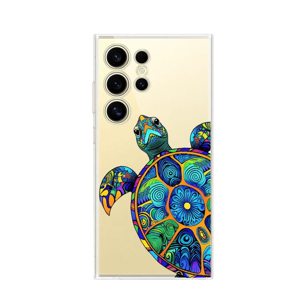 Etui do Samsung Galaxy S24 Ultra przeźroczyste, silikonowe Flexi, Dzika Mandala, Żółw