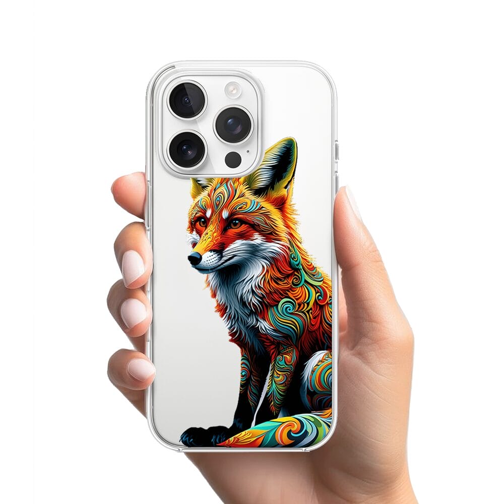 Etui do iPhone 13 Pro przeźroczyste, silikonowe Flexi, Dzika Mandala, Lis - obrazek 2