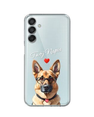 Etui do Samsung Galaxy M15 5G przeźroczyste, silikonowe Flexi, Puppy Love, pies rasy Owczarek Niemiecki