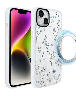 Etui do iPhone 14 IBIZU DropGuard Matt z MagSafe, Pastel Bloom, Niebieski sen