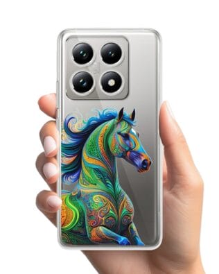 Etui do Xiaomi 14T Pro przeźroczyste, silikonowe Flexi, Dzika Mandala, Koń